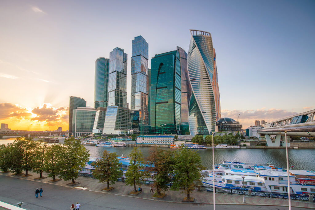 Modern skyscrapers of Moscow city skyline in Russia